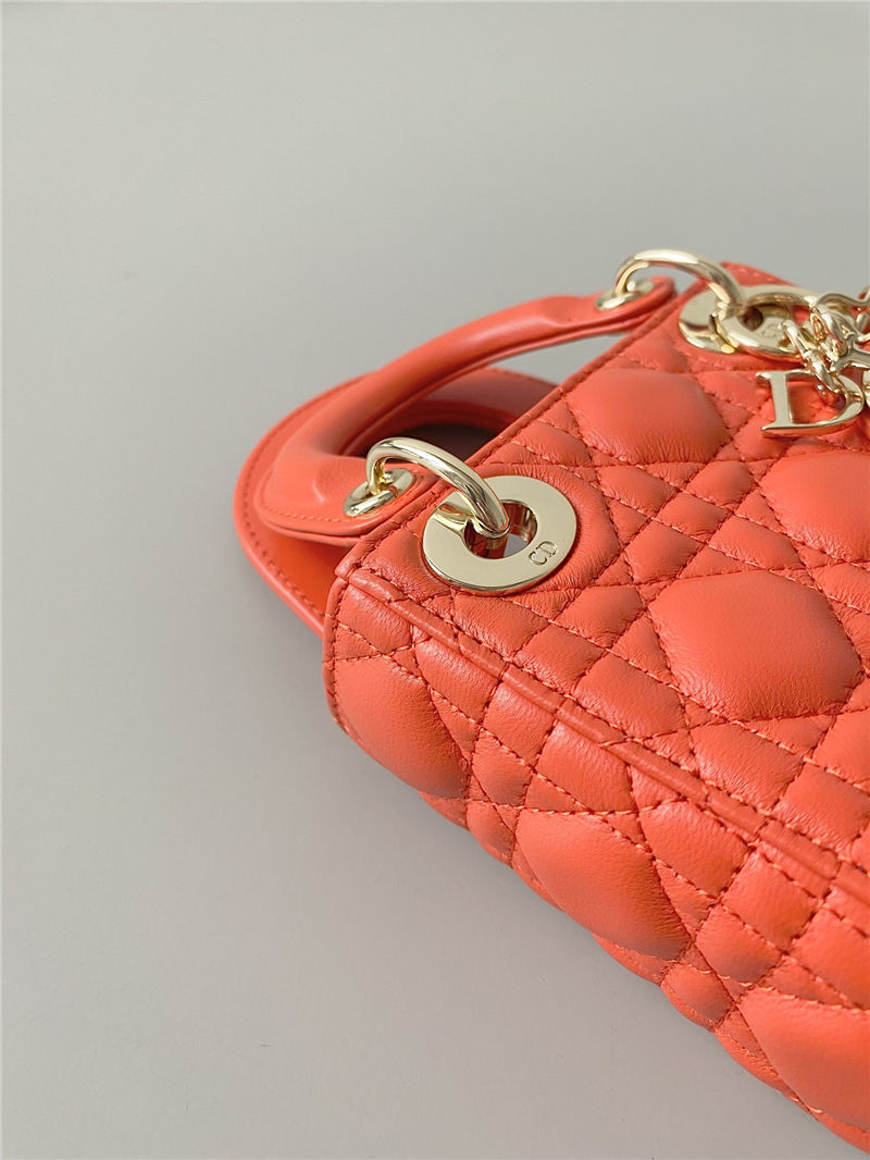 MICRO LADY Dior BAG Cannage Lambskin Orange Top