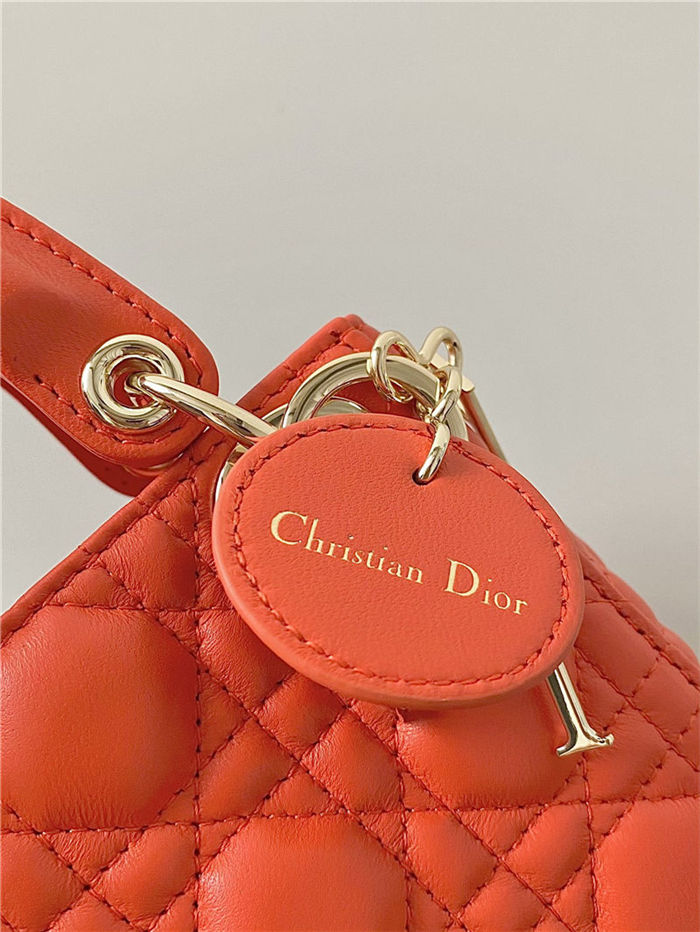 MICRO LADY Dior BAG Cannage Lambskin Orange Top