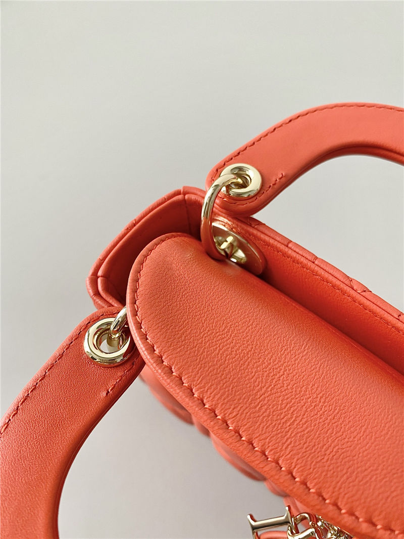 MICRO LADY Dior BAG Cannage Lambskin Orange Top