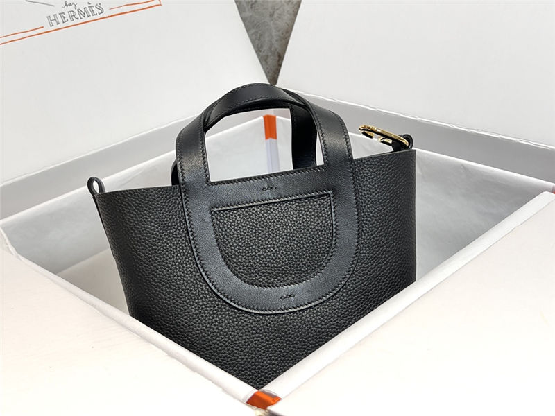 Hermes In-The-Loop 18 Handbag WAX Black Gold-Metal High