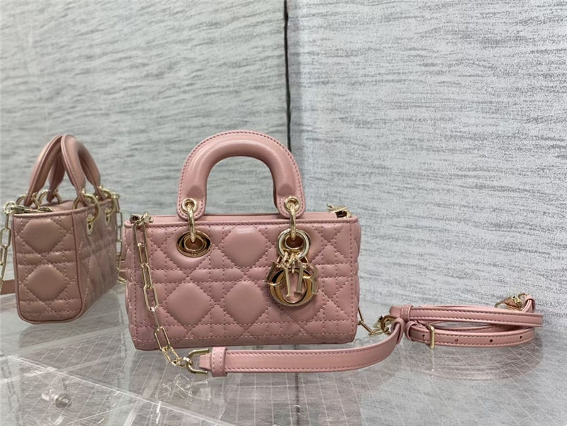 LADY D-JOY BAG MICRO Cannage Lambskin Pink High