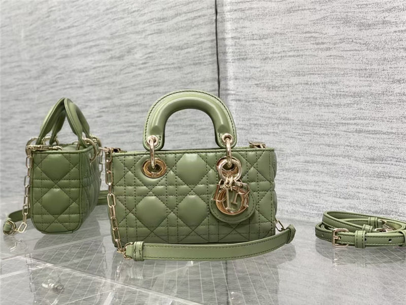 LADY D-JOY BAG MICRO Cannage Lambskin Green High