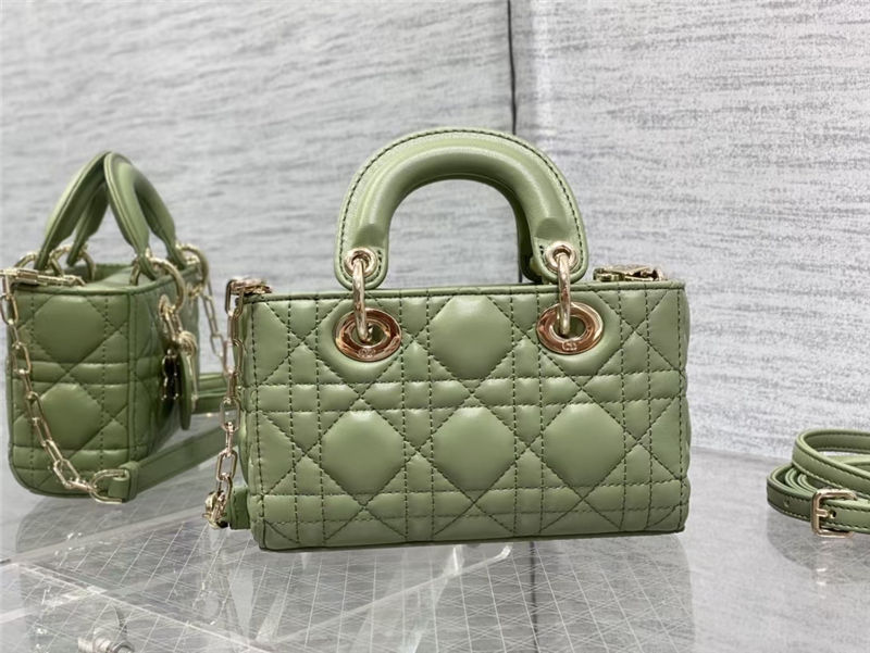 LADY D-JOY BAG MICRO Cannage Lambskin Green High