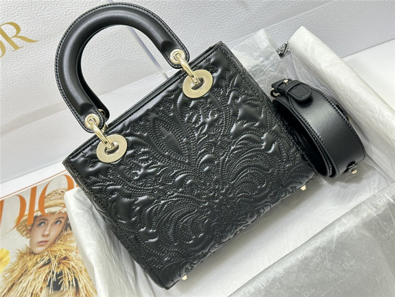 SMALL LADY Dior BAG Quilted-Effect Lambskin with Ornamental Motif High