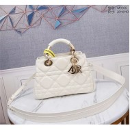 LADY 95.22 SMALL BAG Cannage Calfskin White High