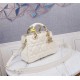 LADY 95.22 SMALL BAG Cannage Calfskin White High