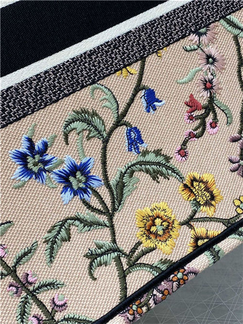 LARGE Dior BOOK TOTE Dior Petites Fleurs Embroidery Natural High