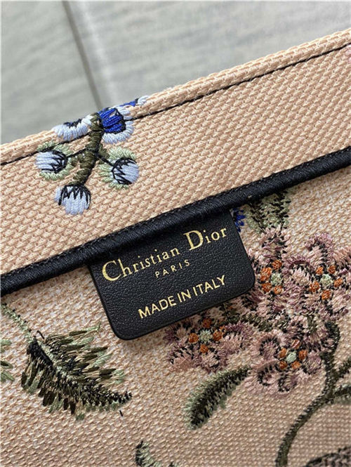 LARGE Dior BOOK TOTE Dior Petites Fleurs Embroidery Natural High