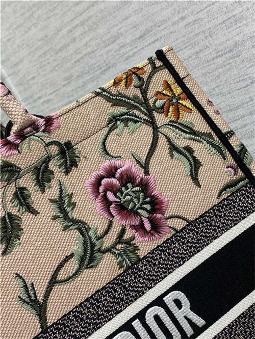 LARGE Dior BOOK TOTE Dior Petites Fleurs Embroidery Natural High