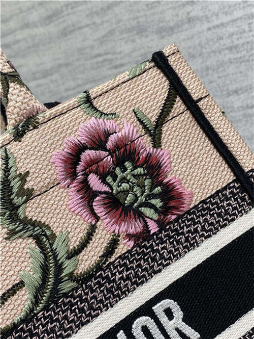 SMALL Dior BOOK TOTE Dior Petites Fleurs Embroidery Natural High