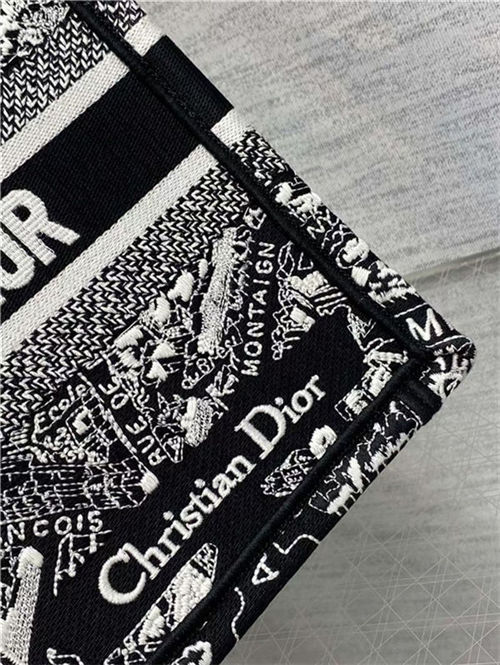 SMALL Dior BOOK TOTE Plan de Paris Embroidery Black/White High