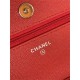 Classic Wallet on Chain AP0250 Grained Calfskin Red Silver Metal B