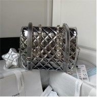 Chanel BACKPACK & STAR COIN PURSE AS4649 Mirror Calfskin, Metallic Calfskin & Gold-Tone Metal Silver A