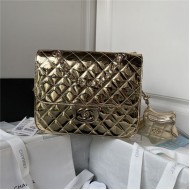 Chanel BACKPACK & STAR COIN PURSE AS4649 Mirror Calfskin, Metallic Calfskin & Gold-Tone Metal Gold A