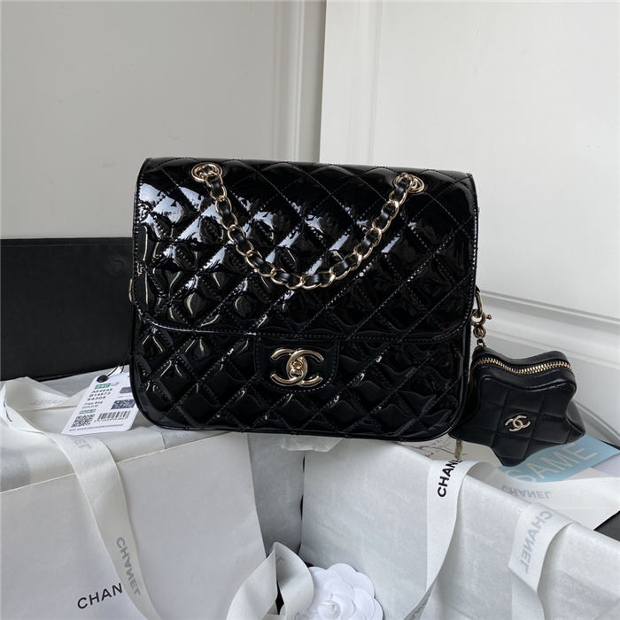 Chanel BACKPACK & STAR COIN PURSE AS4649 Calfskin & Gold-Tone Metal Black A