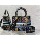 MEDIUM LADY D-LITE BAG Dior Petites Fleurs Embroidery Black High