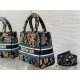 MEDIUM LADY D-LITE BAG Dior Petites Fleurs Embroidery Black High