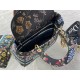 MEDIUM LADY D-LITE BAG Dior Petites Fleurs Embroidery Black High