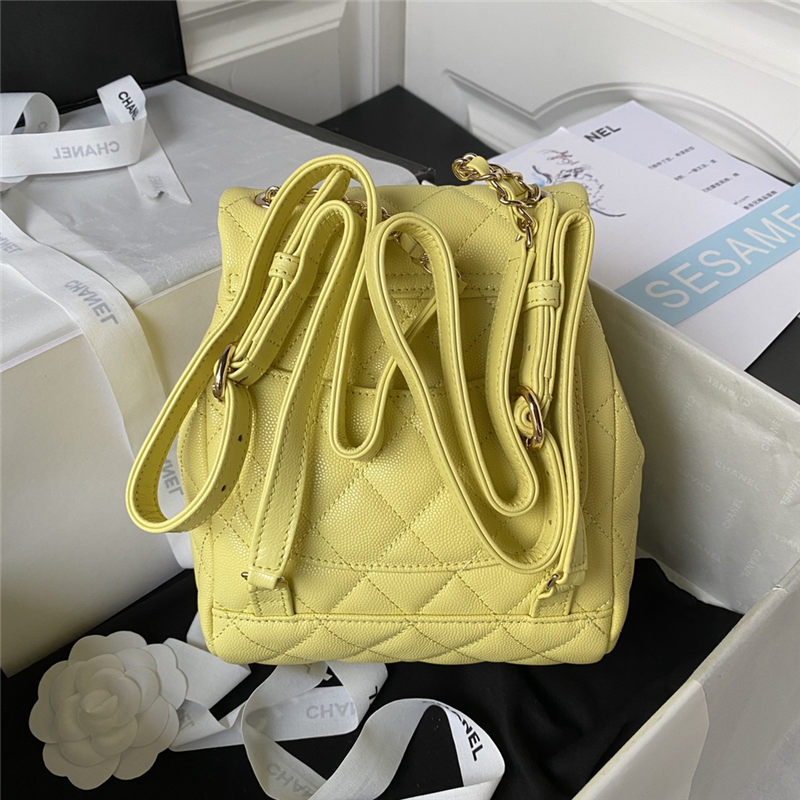 Chanel BACKPACK AS4058 Grained Calfskin & Gold-Tone Metal Yellow A