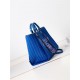 LARGE SHOPPING BAG Cotton, Calfskin & Silver-Tone Metal A66941 Blue High