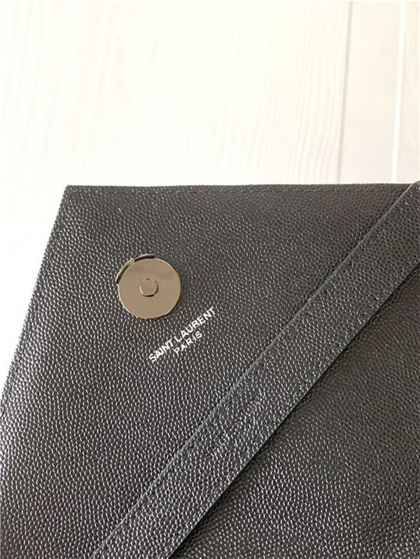 ENVELOPE LARGE BAG IN MIX MATELASSÉ GRAIN DE POUDRE EMBOSSED LEATHER Black-Black High