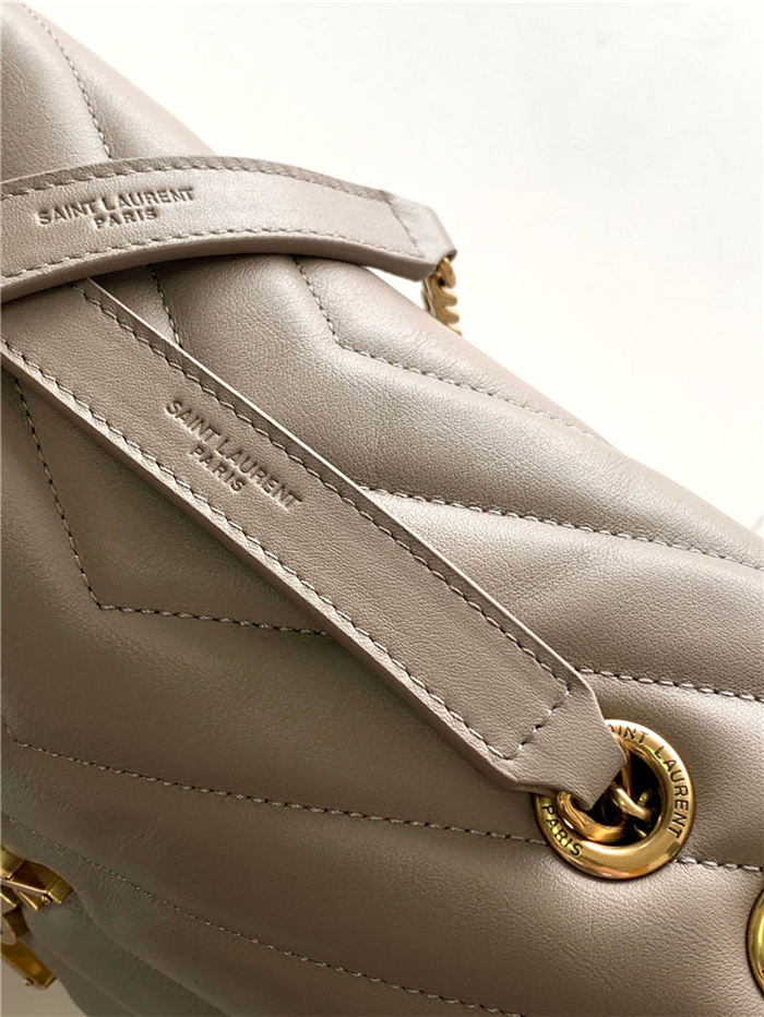 LOULOU MEDIUM IN MATELASSÉ “Y” LEATHER Gold-Tone GREYISH BROWN High