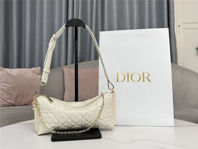 DIOR CLUB BAG Cannage Lambskin White High