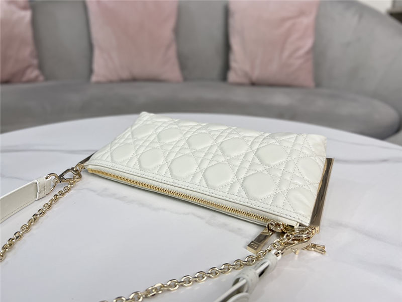 DIOR CLUB BAG Cannage Lambskin White High