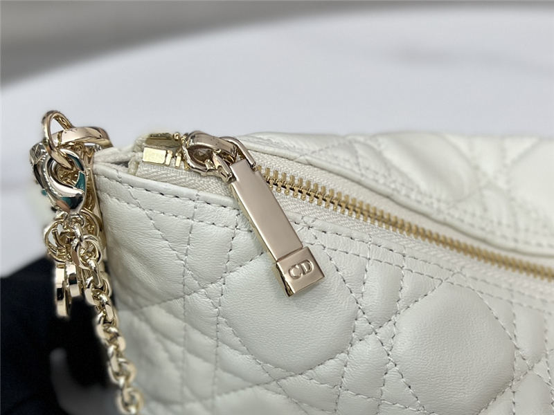 DIOR CLUB BAG Cannage Lambskin White High