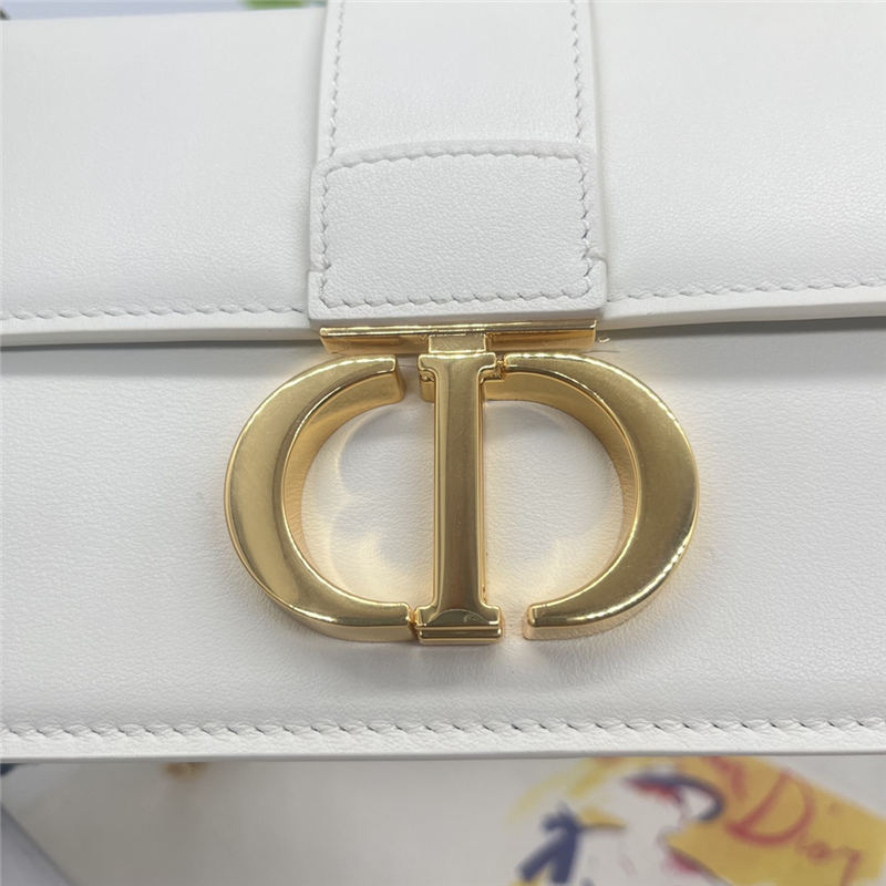 30 MONTAIGNE EAST-WEST BAG WITH CHAIN Calfskin White High