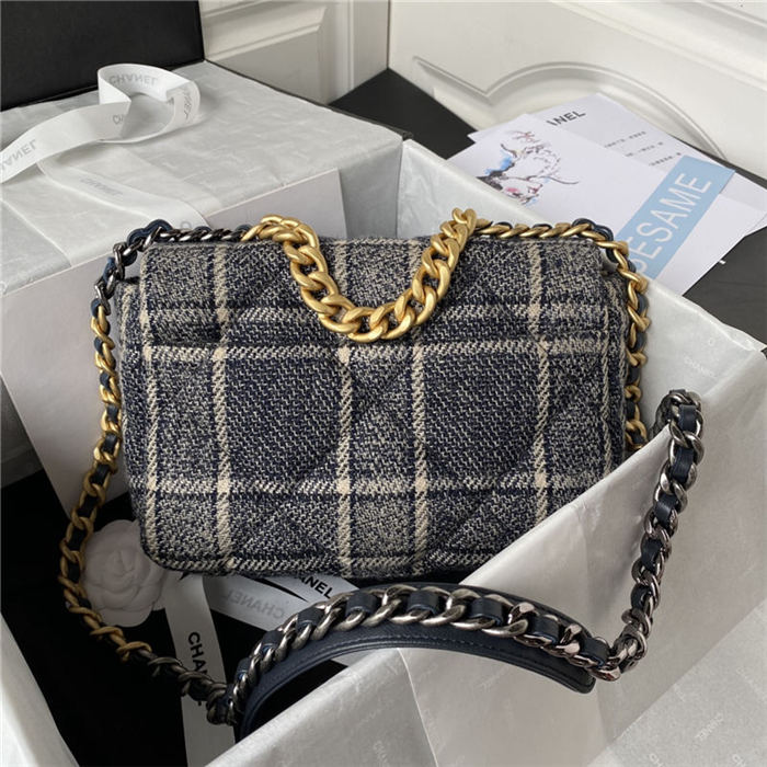 Chanel 19 Flap Bag Tweed Gold-Tone Black/Beige High