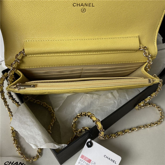 Chanel WALLET ON CHAIN AP3180 Grained Calfskin & Gold-Tone Metal Yellow A