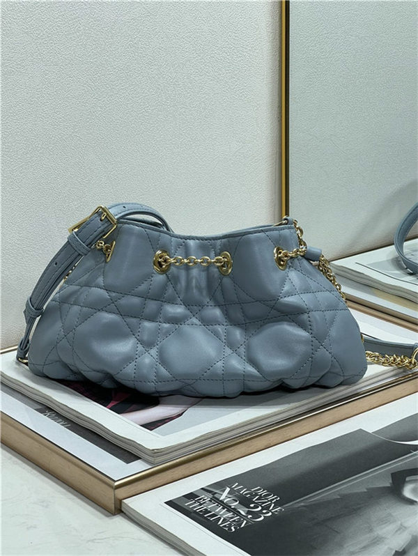 DIOR AMMI SMALL BAG Supple Macrocannage Lambskin Blue High