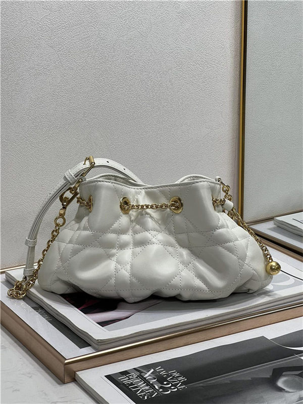 DIOR AMMI SMALL BAG Supple Macrocannage Lambskin White High