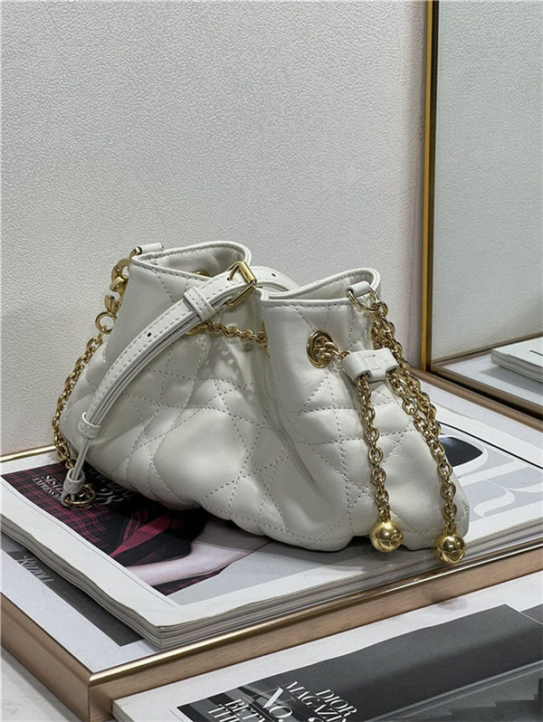 DIOR AMMI SMALL BAG Supple Macrocannage Lambskin White High