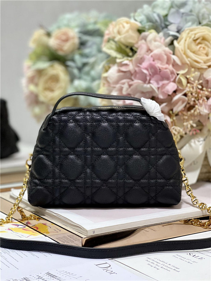 DIOR CARO D-COSY MINI BAG Supple Cannage Calfskin Black High