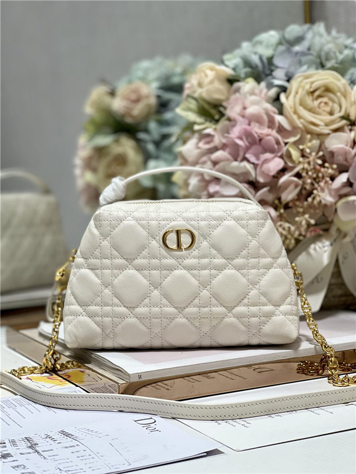 DIOR CARO D-COSY MINI BAG Supple Cannage Calfskin White High