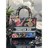 MEDIUM LADY D-LITE BAG Dior Birds Embroidery Black High