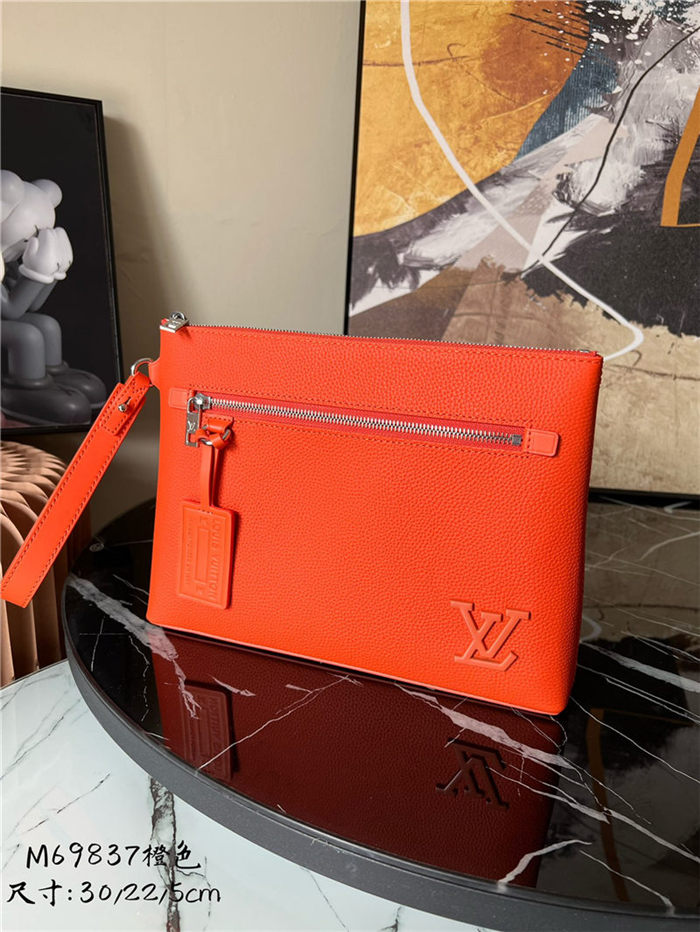 Louis Vuitton Takeoff Pouch grained calf leather M69837 Orange High