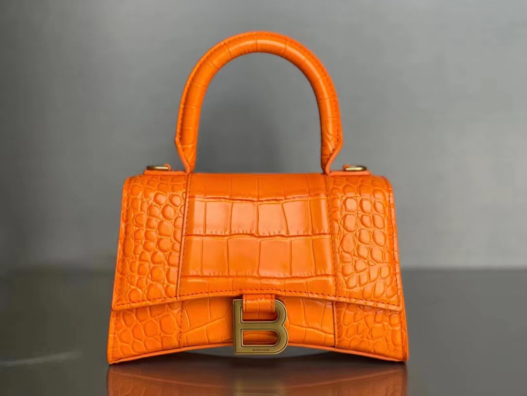 WOMEN'S HOURGLASS XS TOP HANDLE BAG Crocodile Orange High