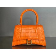 WOMEN'S HOURGLASS SMALL TOP HANDLE BAG Crocodile Orange High