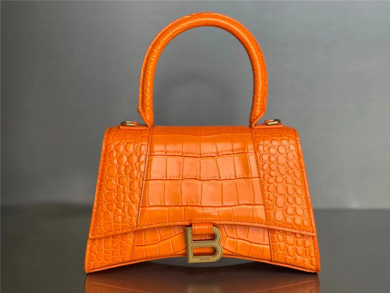 WOMEN'S HOURGLASS SMALL TOP HANDLE BAG Crocodile Orange High