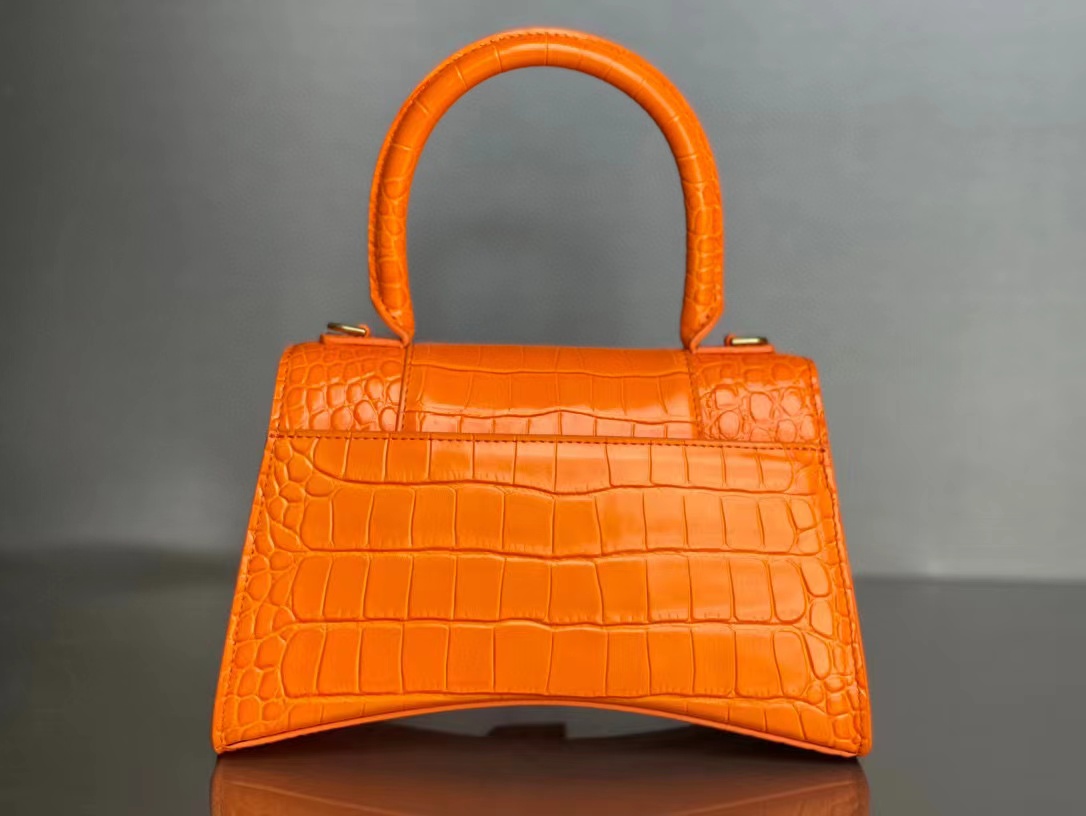 WOMEN'S HOURGLASS SMALL TOP HANDLE BAG Crocodile Orange High