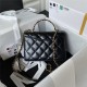 Chanel MINI FLAP BAG WITH TOP HANDLE AS3886 Shiny Calfskin & Gold-Tone Metal Black A