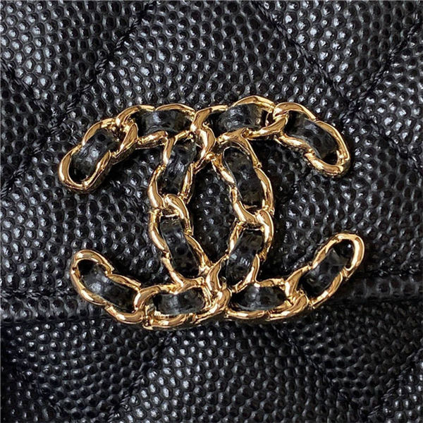 Chanel CLUTCH WITH CHAIN AP3238 Grained Shiny Calfskin & Gold-Tone Metal Black A