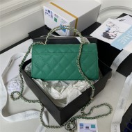 Chanel CLUTCH WITH CHAIN AP3238 Grained Shiny Calfskin & Gold-Tone Metal Green A