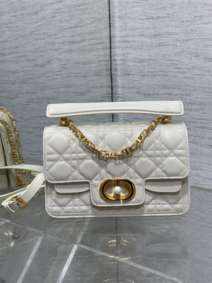 Small Dior Jolie Top Handle Bag Cannage Calfskin Latte High