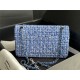 Chanel Medium Classic Flap Bag Tweed Blue High