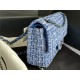 Chanel Medium Classic Flap Bag Tweed Blue High