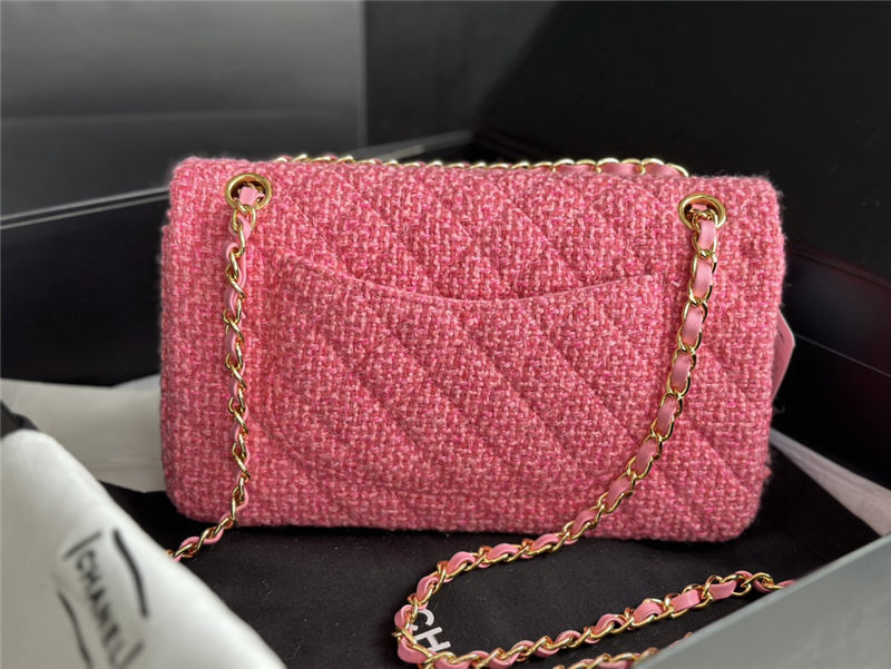 Chanel Medium Classic Flap Bag Tweed Rose-Red High